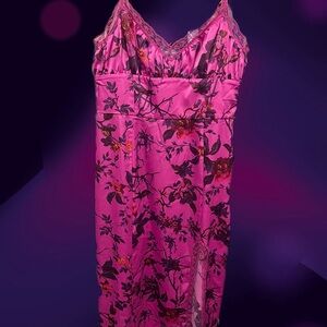 Floral Pink Lace Trim Dress